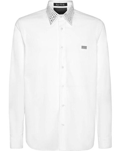 Philipp Plein Sugar Daddy Crystal-embellished Shirt - White