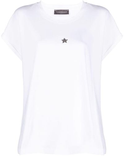 Lorena Antoniazzi T-Shirt mit Kristallen - Weiß