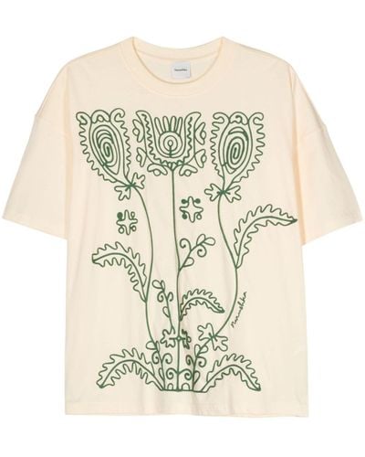 Nanushka Wren Floral-embroidered T-shirt - White