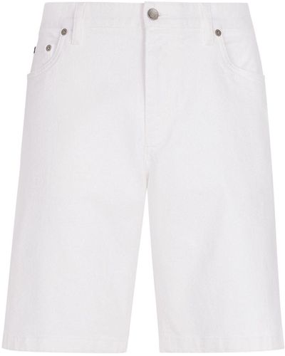 Dolce & Gabbana Pantalones vaqueros cortos con placa del logo - Blanco
