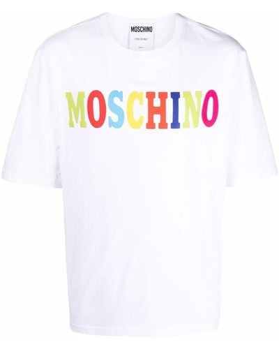 Moschino T-shirt Met Colourblocking En Logo - Wit