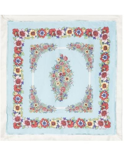 Etro Floral-print Silk Scarf - ブルー