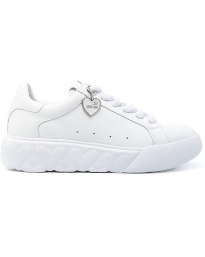 Moschino Logo-patch Leather Trainers - White