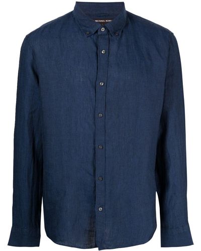 MICHAEL Michael Kors Button-down Linen Shirt - Blue