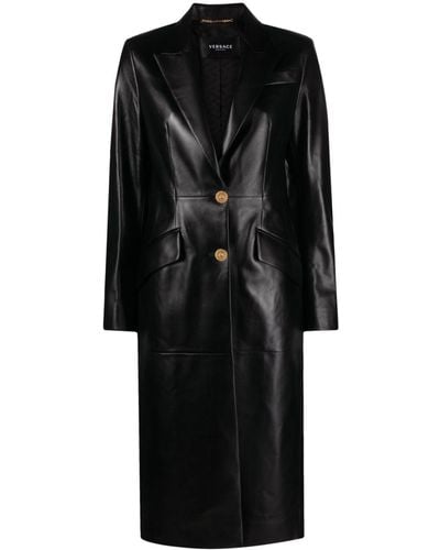 Versace Leather Trench Coat - Black