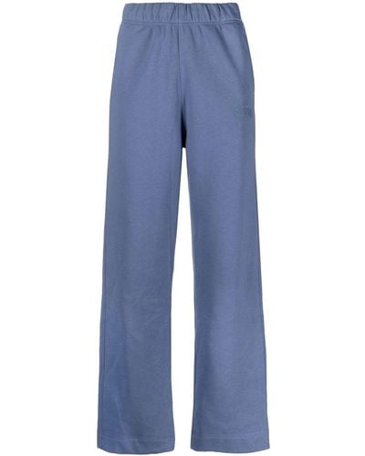 Ganni Pantalon de jogging à logo brodé - Bleu