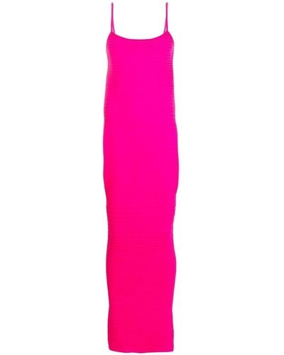 retroféte Maxi-jurk Met Ritsdetail - Roze