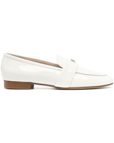 Casadei Logo Plaque Patent Loafers - White