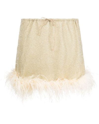 Oséree Platinum Lumiere Plumage Mini Skirt - Natural