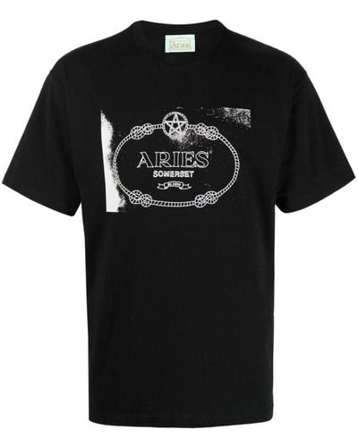 Aries T-shirt Met Zebraprint - Zwart