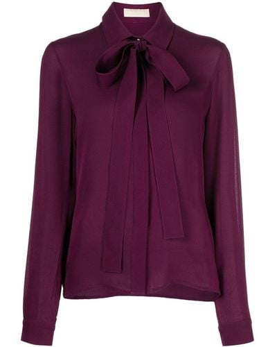 Elie Saab Silk Pussy-bow Shirt - Purple