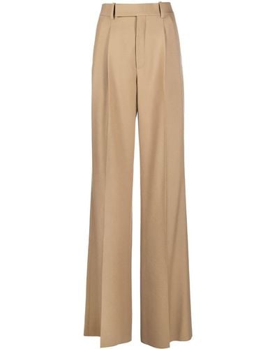 Saint Laurent High-waisted Tailored Trousers - Natural