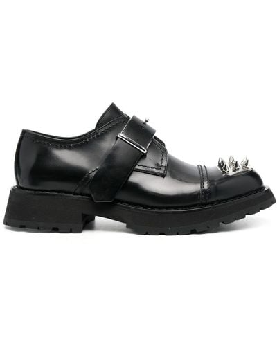 Alexander McQueen Zapatos monk con apliques - Negro