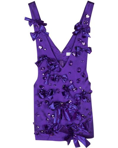 Loulou Crystal-embellished Satin Minidress - Purple