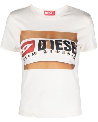 DIESEL 't-uncutie' T-shirt With Logo, - Natural