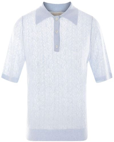 ShuShu/Tong Open-knit Short-sleeved Polo Shirt - White