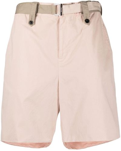 Sacai Belted-waist Bermuda Shorts - Pink