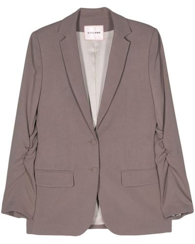 Styland Notched-lapels Single-breasted Blazer - Brown