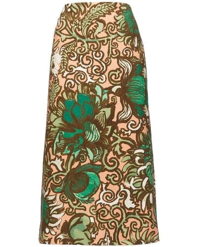 La DoubleJ Floral-print Pencil Skirt - Green