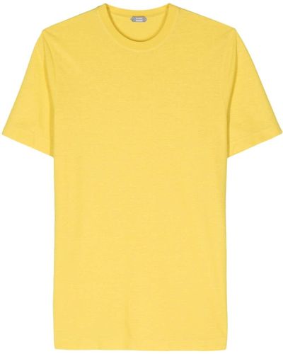 Zanone T-shirt en coton biologique à col rond - Jaune
