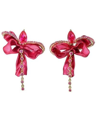Anabela Chan 18kt Yellow Gold Vermeil Cupid's Bow Ruby And Sapphire Earrings - Red