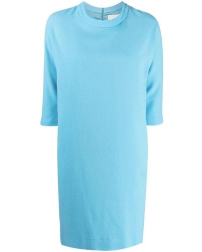Jane Miami Round-neck Wool Minidress - Blue