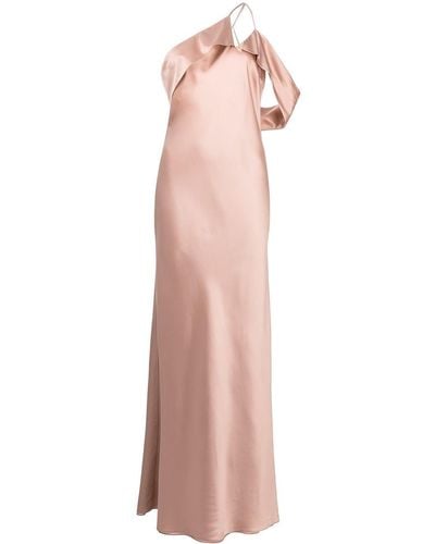 Michelle Mason Bias-cut One-shoulder Gown - Pink