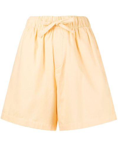 Tekla Drawstring-waist Pajama Shorts - Yellow