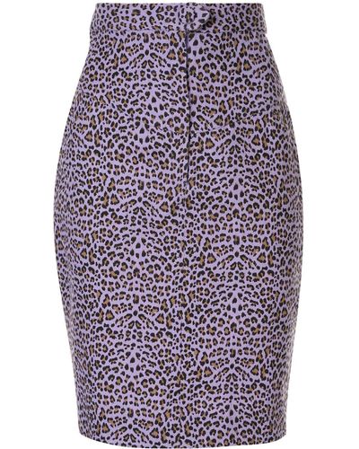 Bambah Leopard Print Skirt - Purple