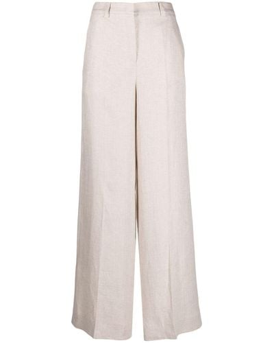 Incotex Pantalon en coton à design palazzo - Blanc