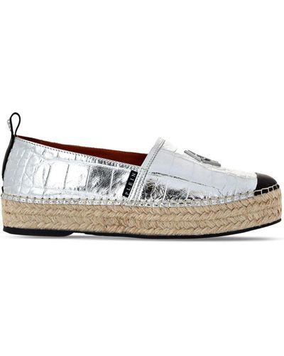 Philipp Plein Crocodile-embossed Leather Espadrilles - White