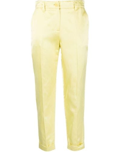 P.A.R.O.S.H. Satin Cropped Straight-leg Pants - Yellow