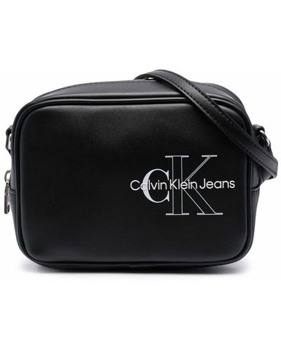 Calvin Klein Bolso satchel con logo estampado - Negro