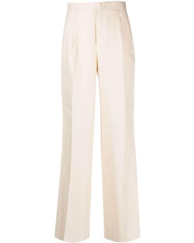 Tagliatore Pressed-crease Linen Trousers - White