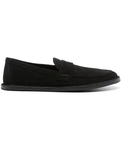 The Row Almond Suede Loafers - Black