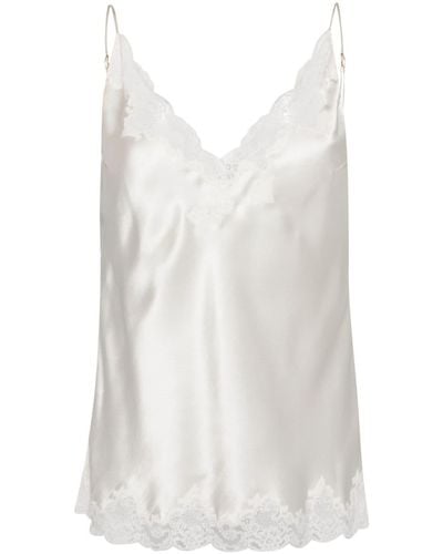 Carine Gilson Lace-trim Silk Camisole - White