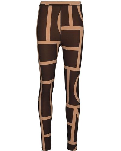 Totême High-waisted Monogram leggings - Brown
