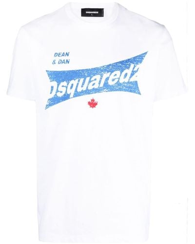 DSquared² T-shirt en coton à logo imprimé - Bleu