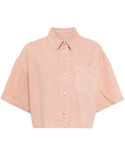 Agolde Rona Wide-sleeve Denim Shirt - Pink
