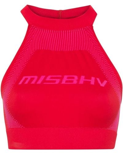 MISBHV Sujetador deportivo con logo en jacquard - Rojo