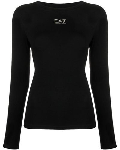 EA7 Logo-print Long-sleeve T-shirt - Black