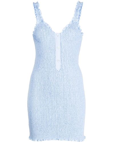 Alexander Wang Smocked Cotton Mini Dress - Blue