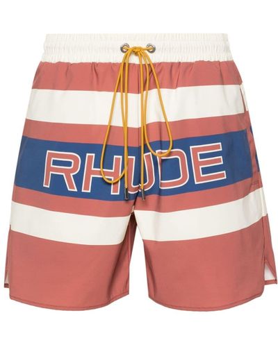 Rhude Shorts Pavil con stampa - Rosso