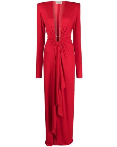 Alexandre Vauthier Plunge-neck Draped Gown - Red