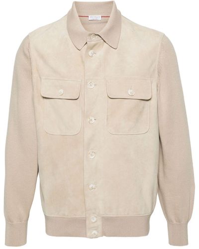 Brunello Cucinelli Leren Jack - Naturel