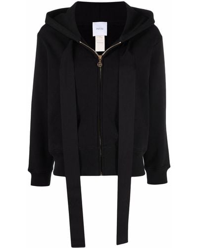 Patou Logo-embroidered Zip-up Hoodie - Black
