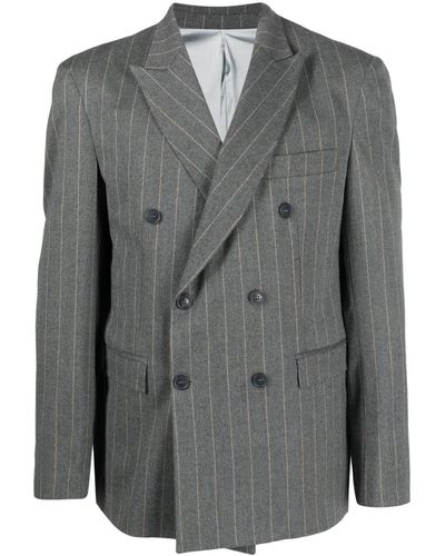 FAMILY FIRST Long-sleeved Double-breasted Blazer - Gray