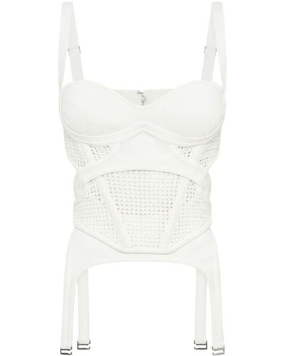 Dion Lee Panelled Crochet-knit Corset - White