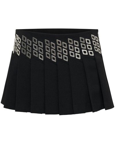 Dion Lee Diamond-stud Pleated Miniskirt - Black