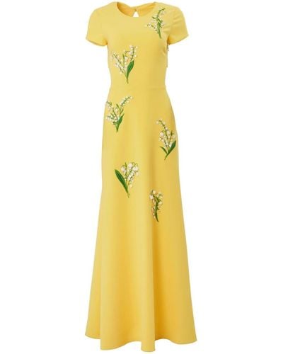 Carolina Herrera Floral-embroideredvgown - Yellow